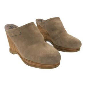 Lucky Brand Suede Faux Fur Lined Wedge Mules